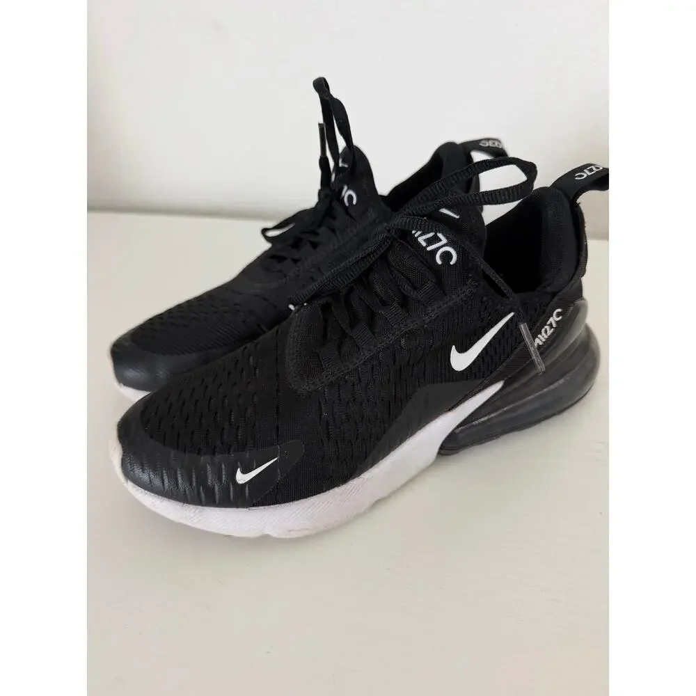 Nike Air Max 270 GS Sneakers Black White Foam Air sole Womens Size 7.5